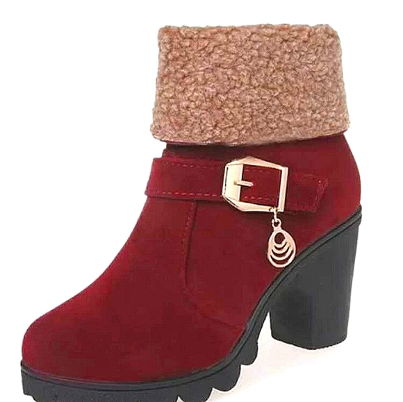 [SOLD] Gorgeous Red Suede Heel Boots - Picture 1 of 5
